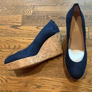 Stuart Weitzman Suede Dutchess Cork Wedge, 8.5